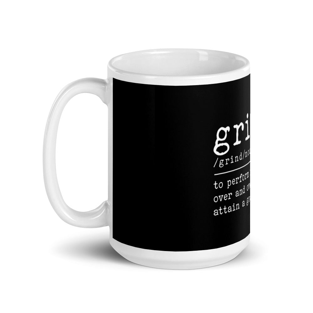 Grind White glossy mug