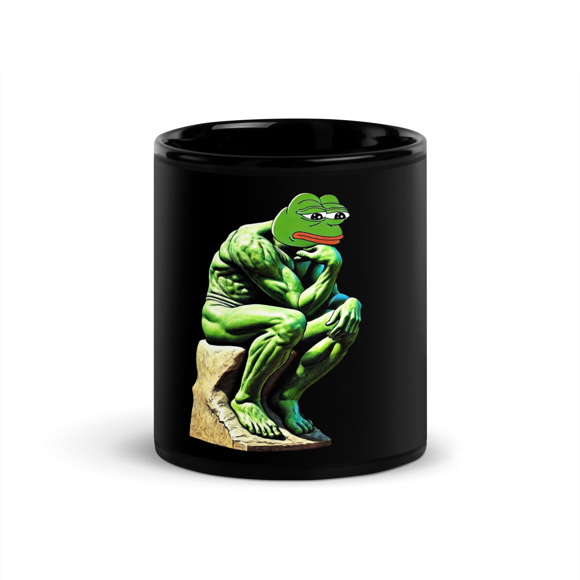 Pepe Thinker Black Glossy Mug