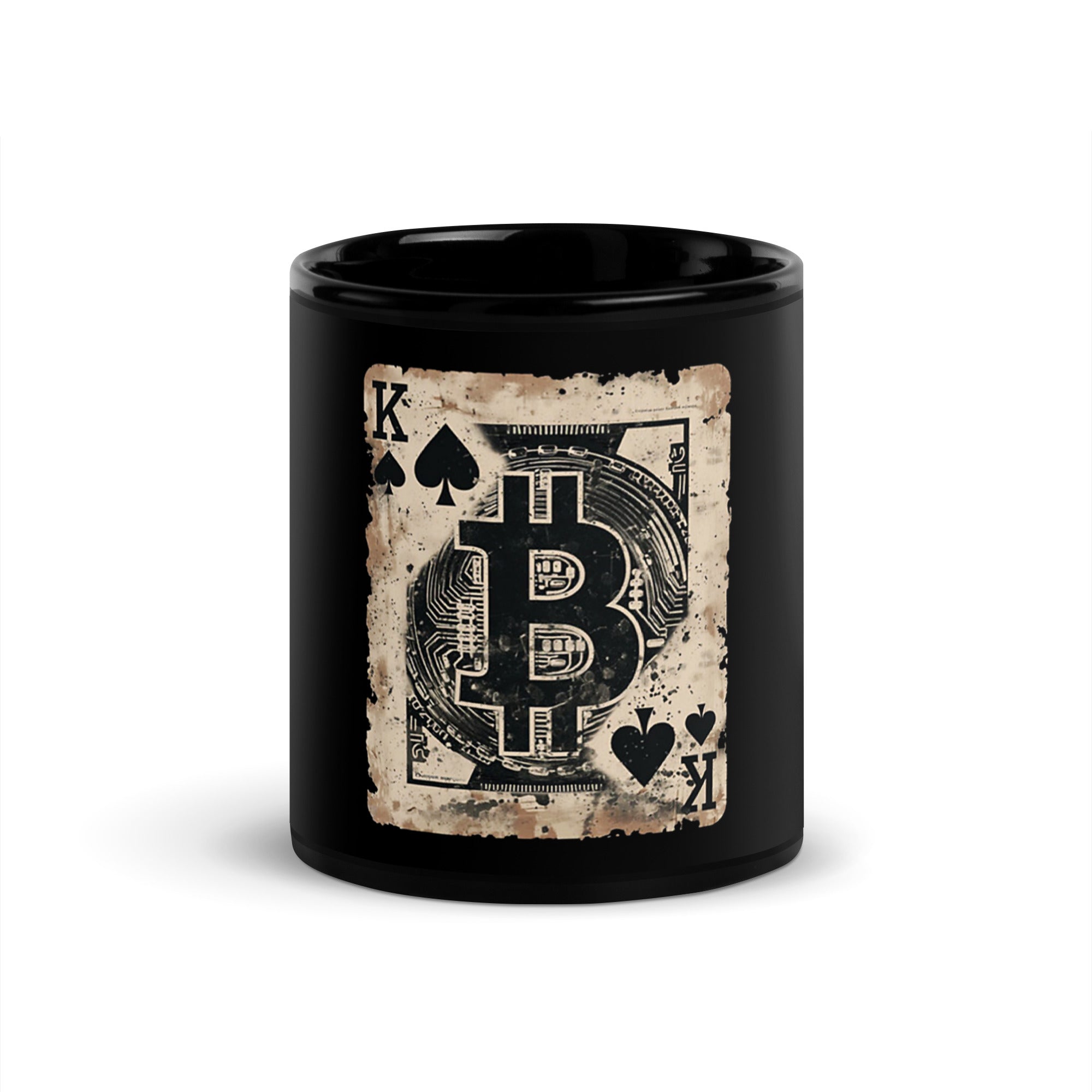 King Bitcoin Black Glossy Mug