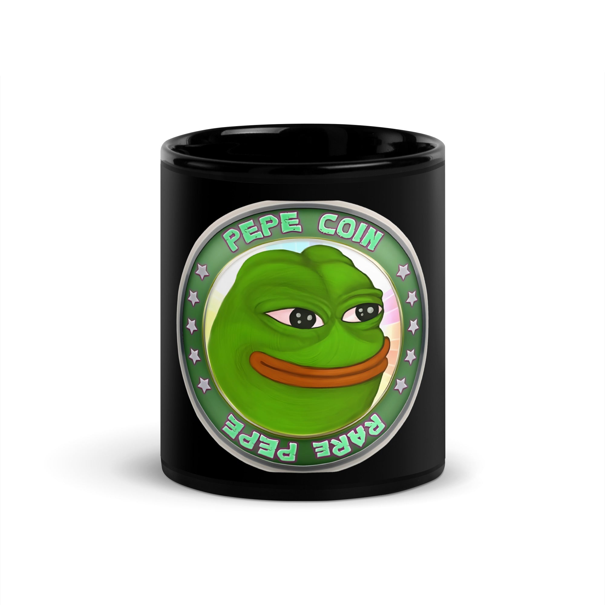 Pepe Coins Black Glossy Mug