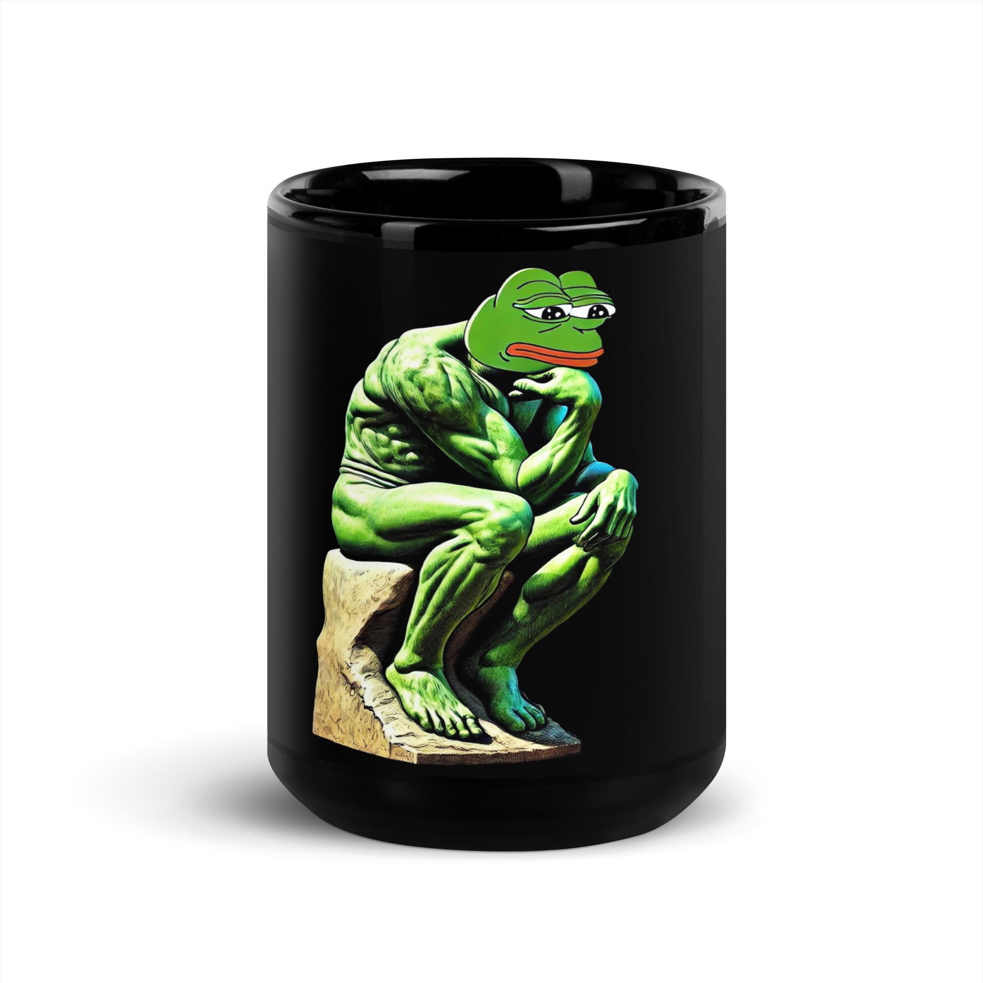 Pepe Thinker Black Glossy Mug