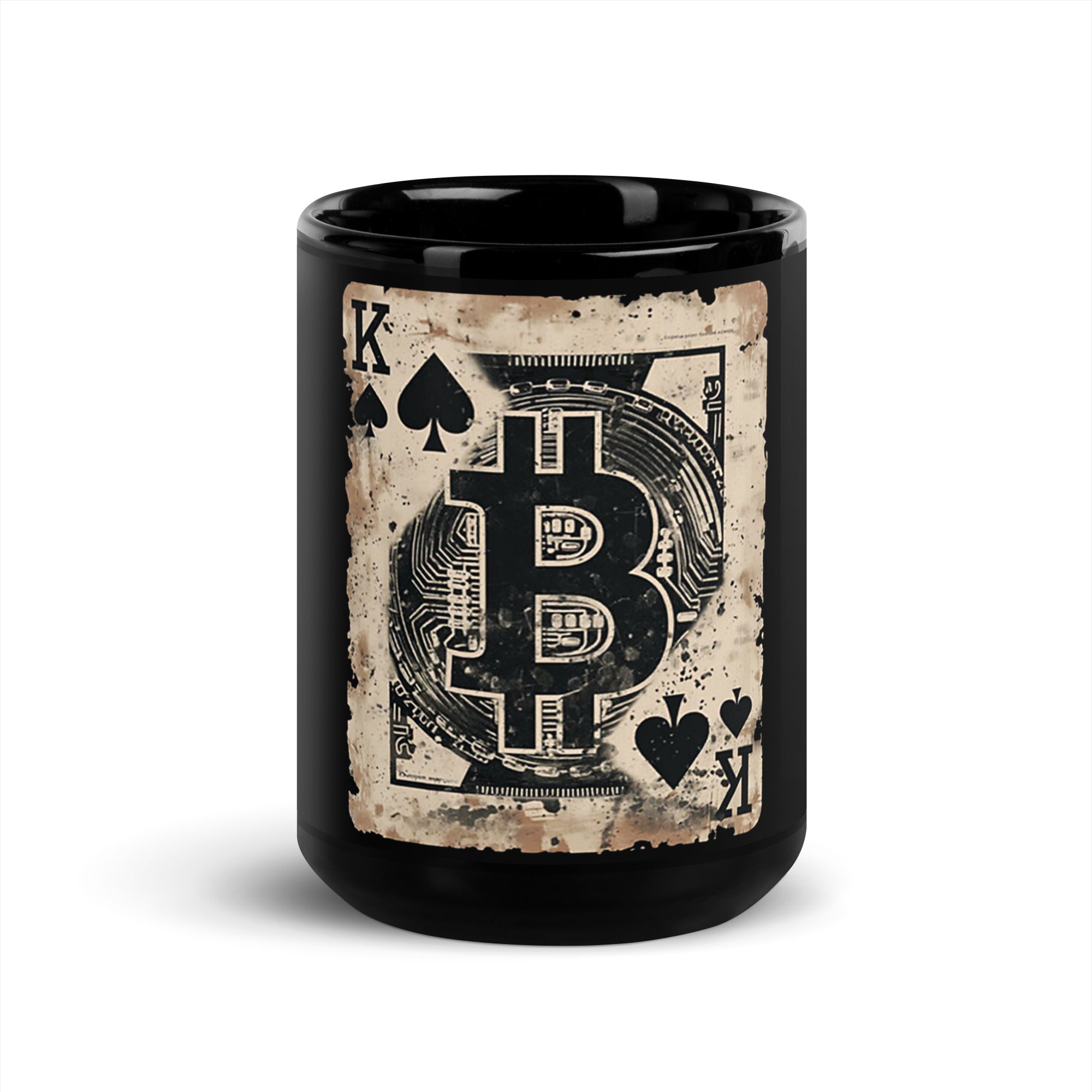 King Bitcoin Black Glossy Mug