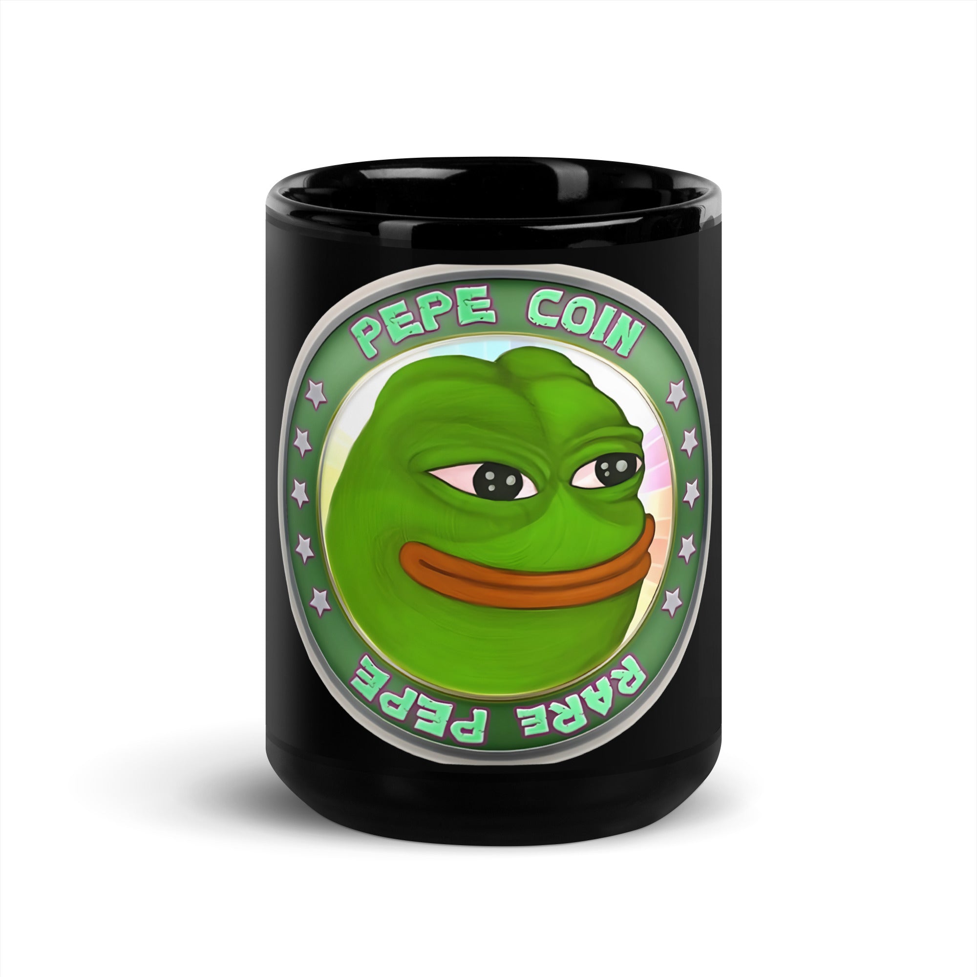 Pepe Coins Black Glossy Mug