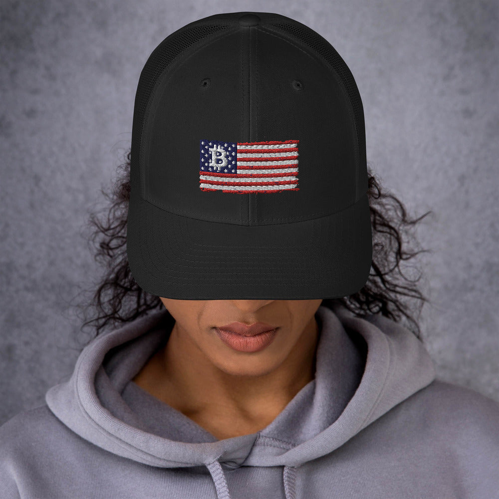 Bitcoin Flag Trucker Cap