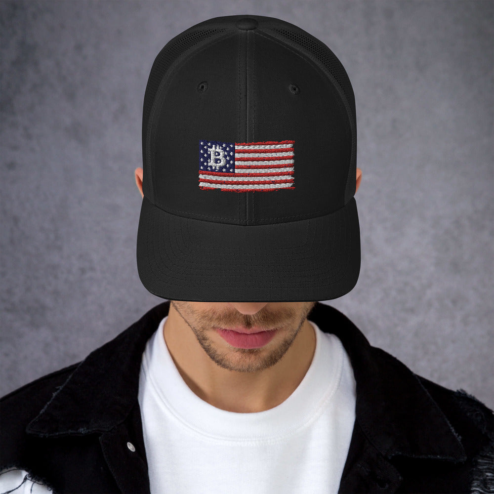 Bitcoin Flag Trucker Cap