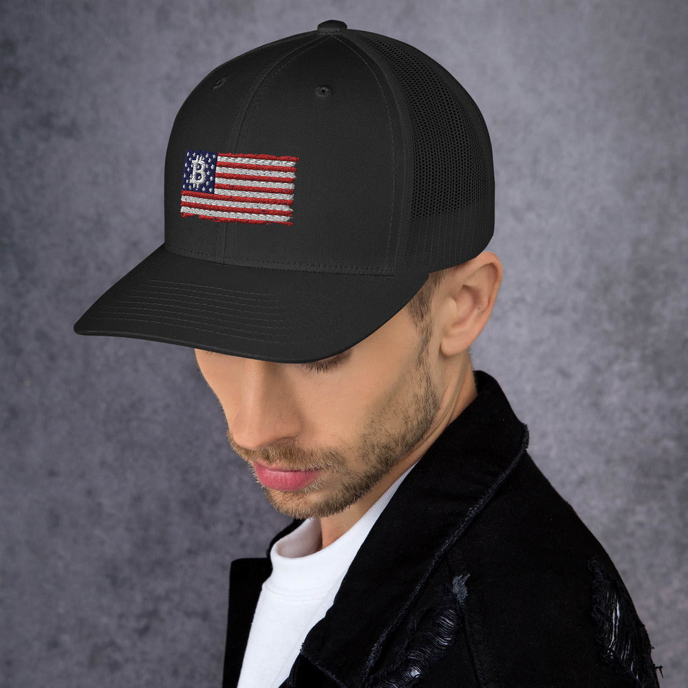 Bitcoin Flag Trucker Cap