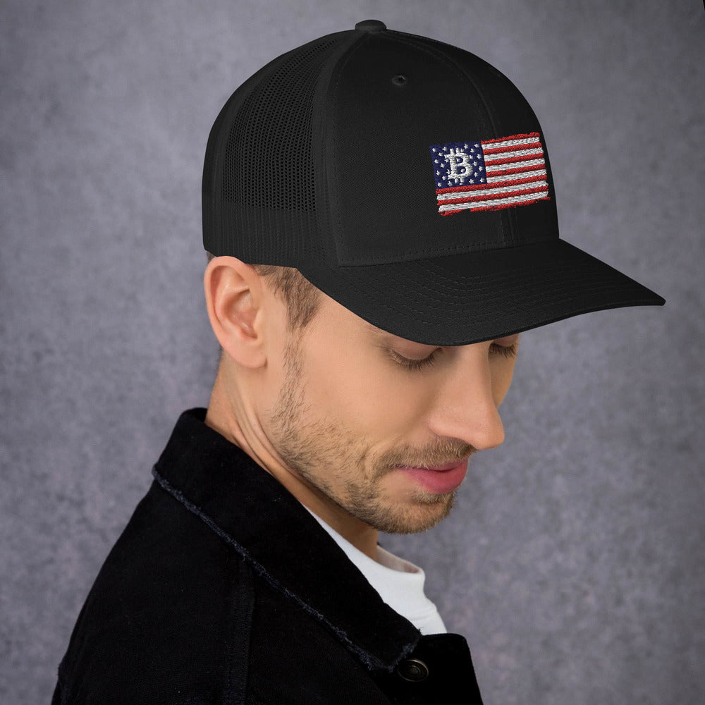 Bitcoin Flag Trucker Cap