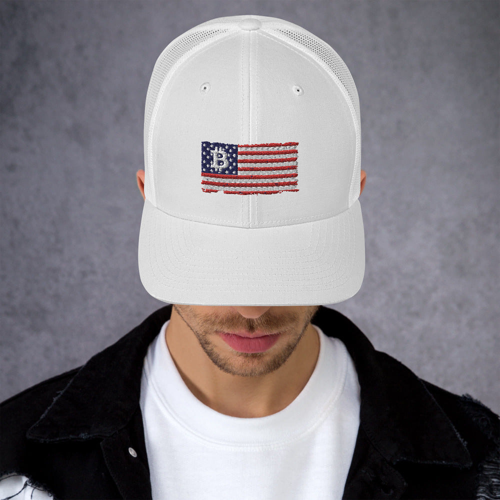 Bitcoin Flag Trucker Cap