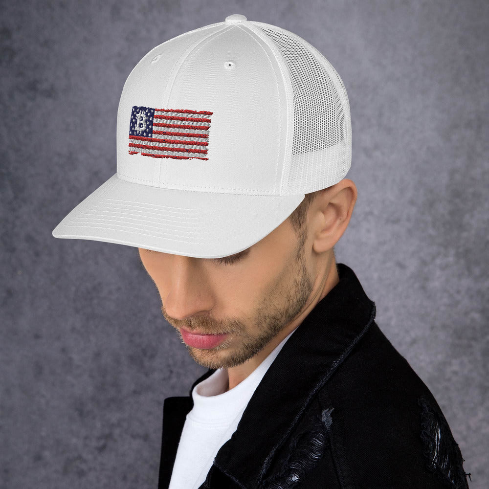 Bitcoin Flag Trucker Cap