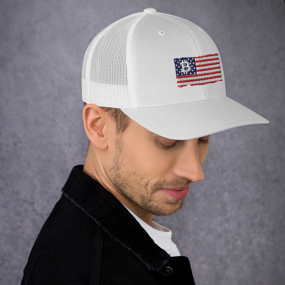 Bitcoin Flag Trucker Cap